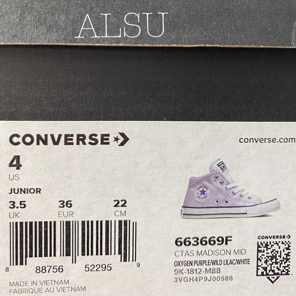 Converse Ctas Madison Mid Top Canvas Purple K/W - Picture 10 of 10